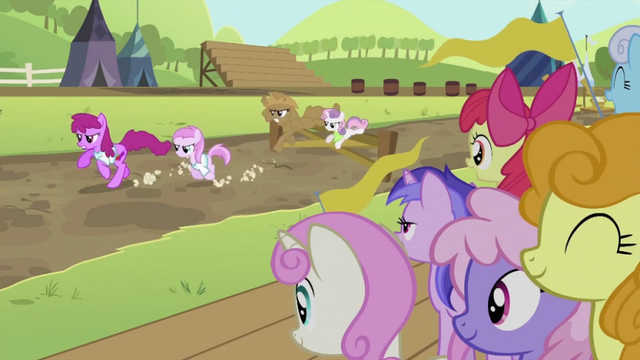 File:S2E05 Rarity and Sweetie Belle jumping over the hurdle.png