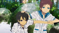 Hikari and Tsumugu in the water