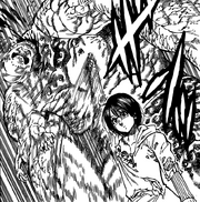 Gowther beheading the creature in his armor