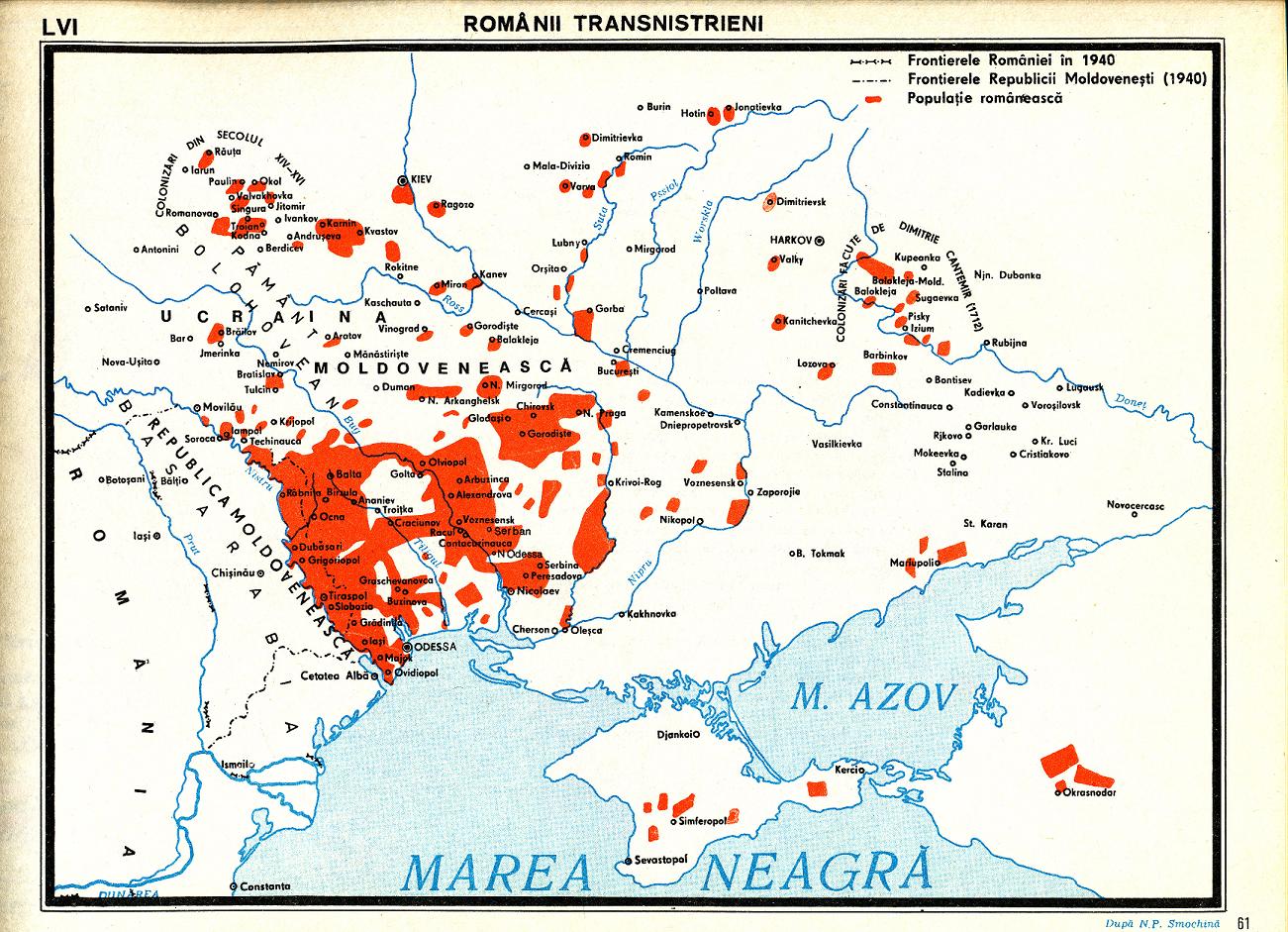 Romanii din Transnistria Harta Etnica Romania Mare Basarabia Pamant Romanesc.JPG