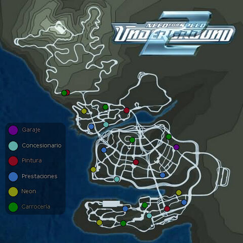 Archivo:NFS Underground 2 - Mapa y tiendas.jpg