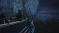 3x01 Jolly Roger bateau navire vaisseau pont tribord dos M. Gold Mary Margaret Blanchard David Nolan Emma Swan arrivée vue île Pays Imaginaire.png