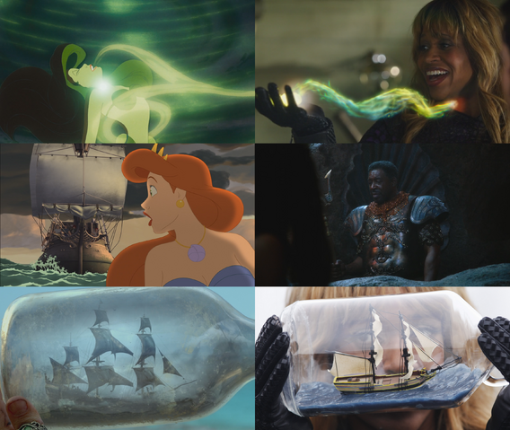 Fichier:4x15 anecdotes références à Disney La Petite Sirène 1989 Ariel voix chantée coquillage magique Ursula Athéna Poséidon attaque pirates des Caraïbes La Fontaine de Jouvence navire bateau Black Pearl Jolly Roger bouteille.png