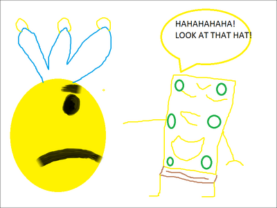 Spongebob laughing at Pac-Man