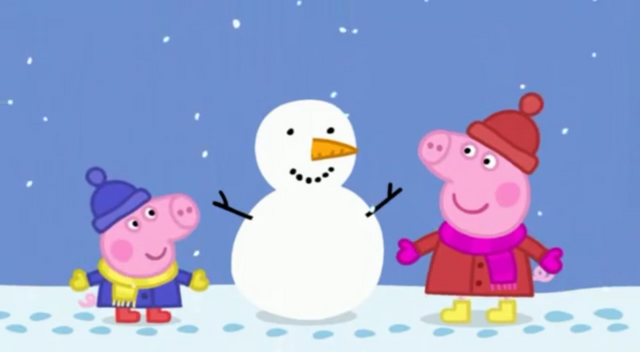 File:Peppa and George with their snowman.png