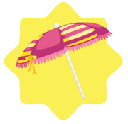 Pink striped beach umbrella