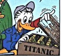 Gontran retrouvant des bouteilles du Titanic