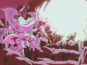 Kaiōbito, Gokū, Vegeta, Satan, Dende, Gruby Bū i Bē na chwilę przed teleportacją.jpg
