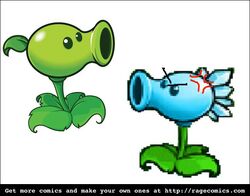 Snow Pea is angry with Peashooter