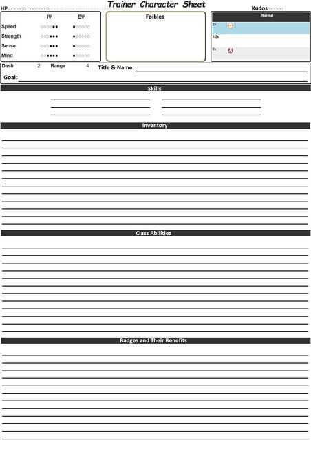 Trainer Character Sheet
