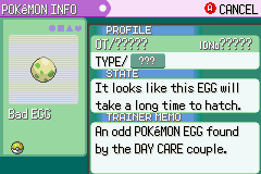 Bad Egg status screen E
