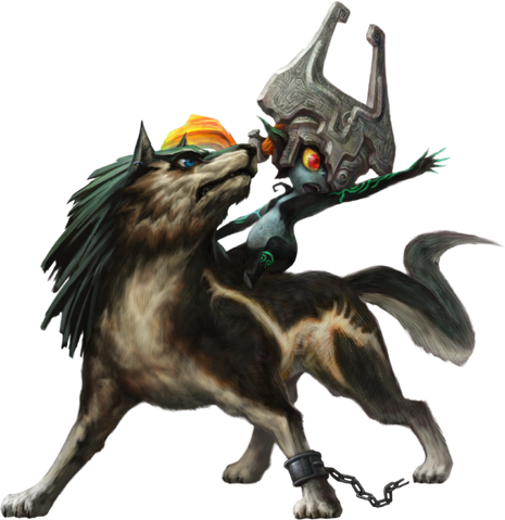File:TPHD Wolf Link and Midna Artwork.png