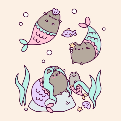 File:Mermaid Pusheen and Friends.gif