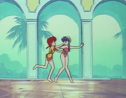 Ranma and Shampoo fight over soap