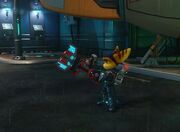 Ratchet, holding Trespasser