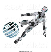 3d-clipart-of-a-metal-3d-athletic-robot-character-kicking-a-blue-soccer-ball-by-julos-435