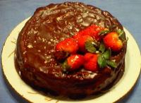 French Chocolate Almond Cake With Strawberries