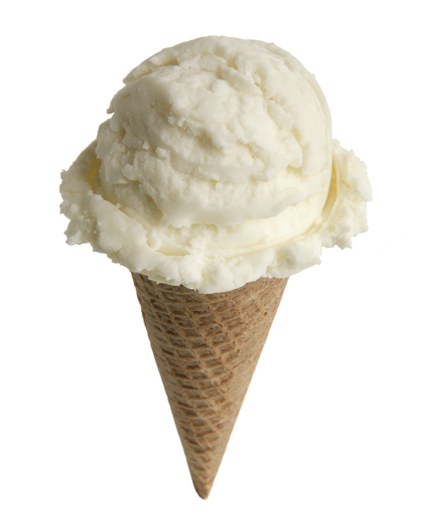 Vanilla ice cream in brown sugar cone