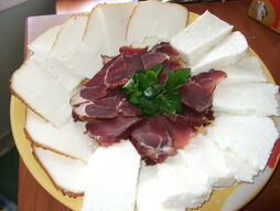 Smoked meat and cheese