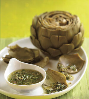 Mare steamed artichokes with salsa verde v