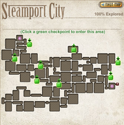 A map of the checkpoints of Steamport City