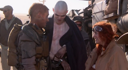 Keough hardy & hoult chatting on set