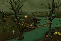Repairing rope bridge
