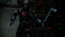 Elite holds axe