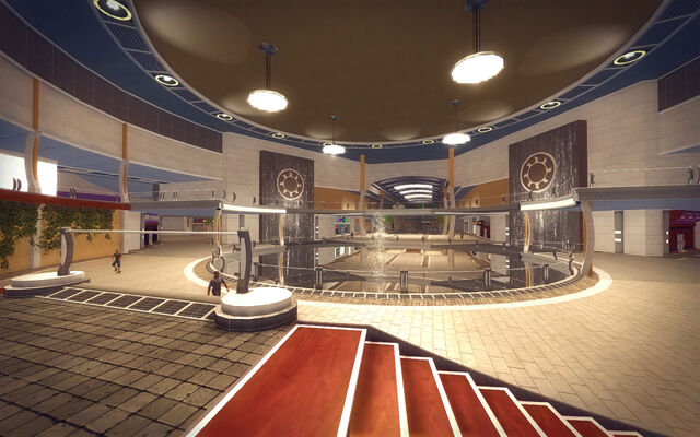 File:Rounds Square Shopping Center - interior view from entrance stairs.jpg