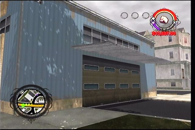 File:Donnie's garage in Saints Row - side garage door.jpg
