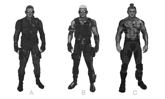 File:Johnny Gat Concept Art - Super Homie - three outfits.jpg