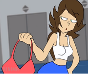Amanda holding bra