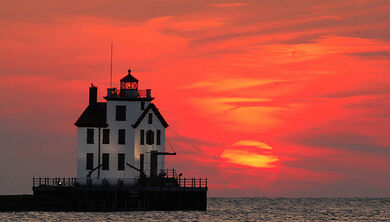 Lorain lighthouse at sunset