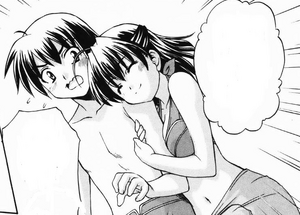 Sekai cuddles Makoto