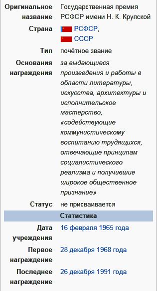 Государственная премия РСФСР имени Н. К. Крупской