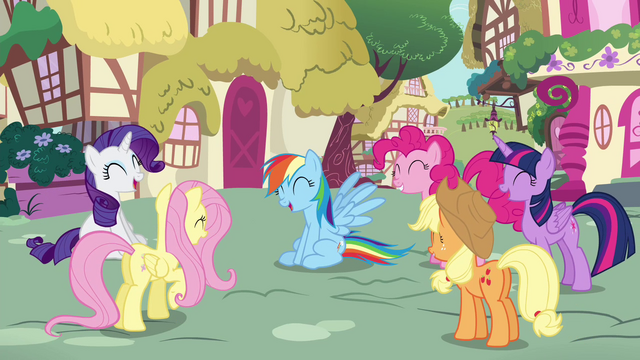 File:Mane Six laughing S4E21.png