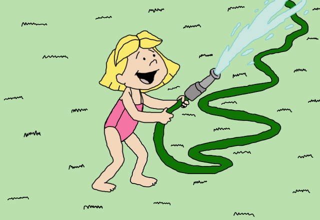 File:Emily Elizabeth Laughing with a Garden Hose soaking Andy Loshure and Clifford the Big Red Dog.png