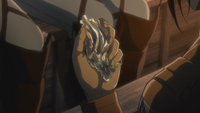 Hanji con el fragmento de piel endurecida