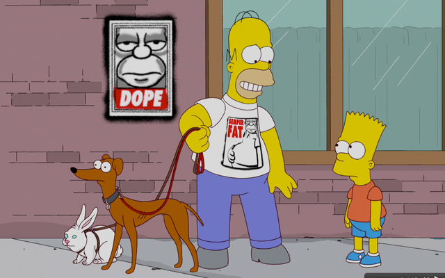 File:Homer Walking Rabbit and Santa's Little Helper.png