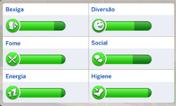 O painel de necessidades em The Sims 4.