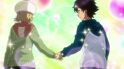 Hime and Bossun holding hands