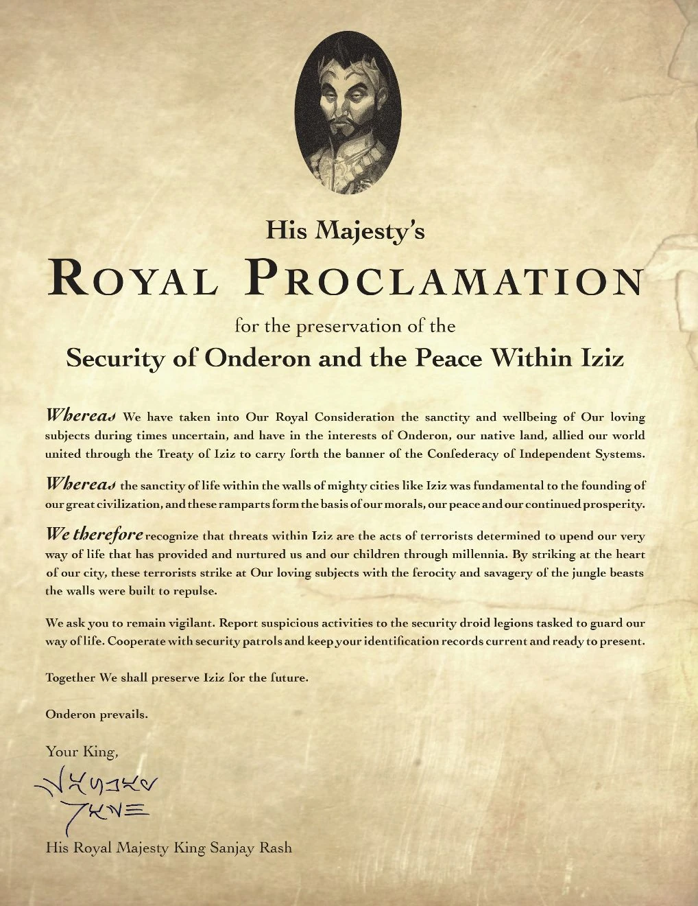 Sanjay Rash's Royal Proclamation  Wookieepedia  FANDOM 