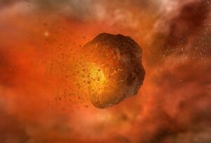 Exploding asteroid