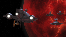 Stolen Gozanti over Mustafar