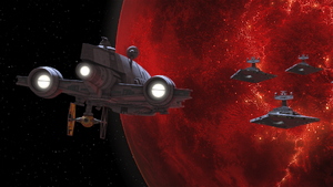 Stolen Gozanti over Mustafar
