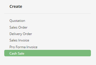 Create cash sale