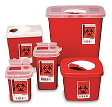 Red sharps containers