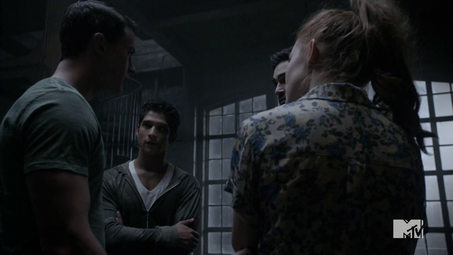 Datei:Teen Wolf Season 4 Episode 9 Perishable loft meeting of the supernaturals.png