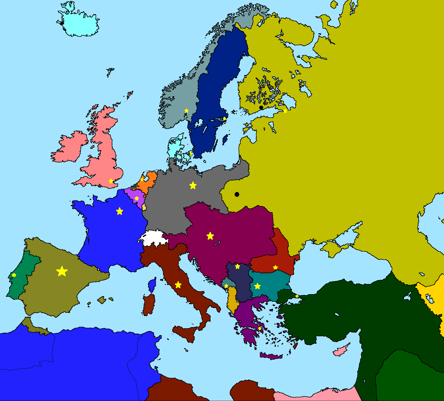 Image Ww1 Colored Map With Capitalspng Thefutureofeuropes Wiki