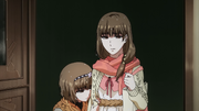 Ryouko with Hinami entering Anteiku